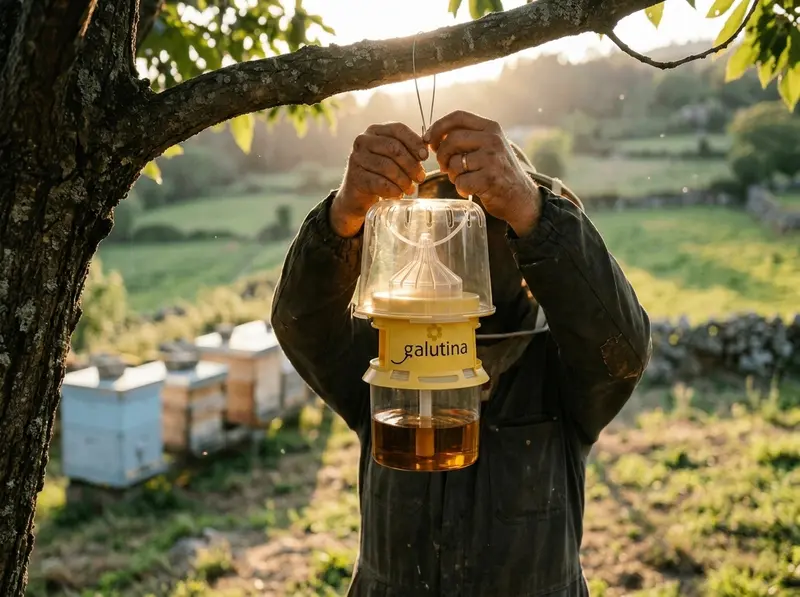 Hanging the trap close to the hive — step 3